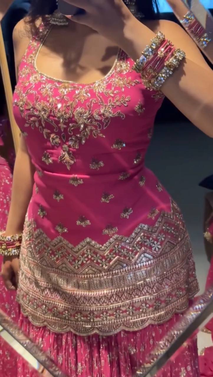 Fuchsia Blossom Wedding Sharara Set
